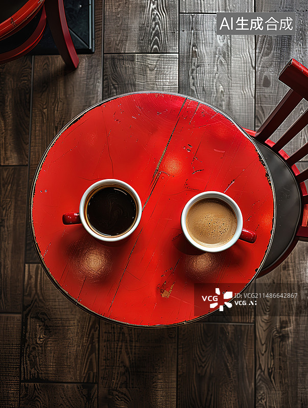 【AI数字艺术】就在桌子上咖啡的正上方图片素材