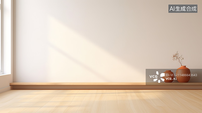 【AI数字艺术】家里靠墙的木桌上的花瓶特写镜头图片素材