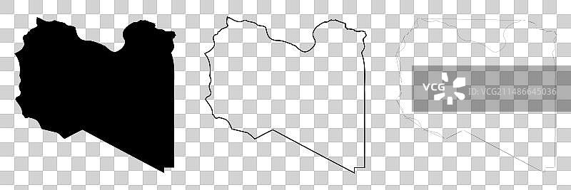利比亚国家地图轮廓剪影图片素材