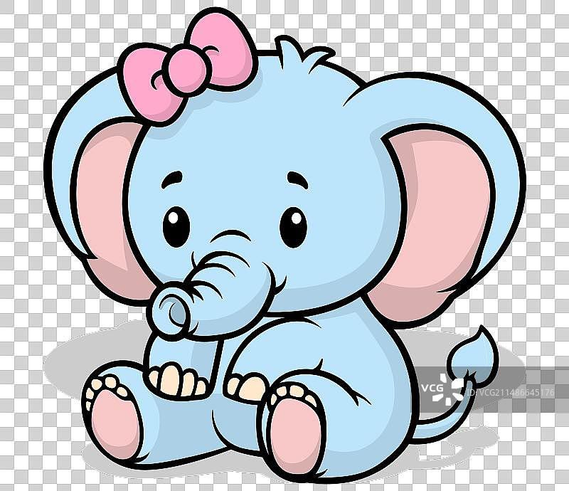 蓝色小象坐姿图片素材