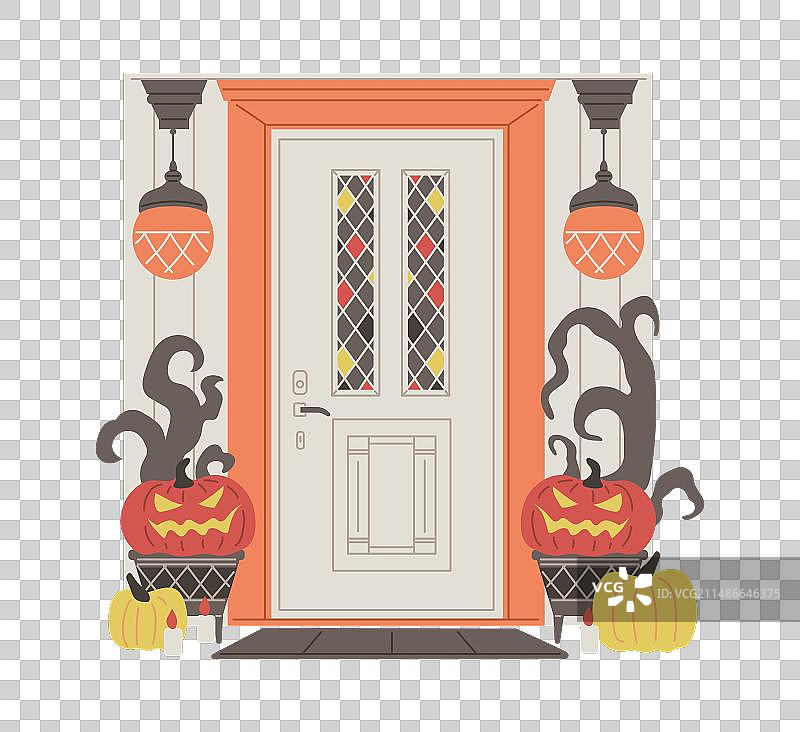 万圣节装饰的入口门卡通图片素材