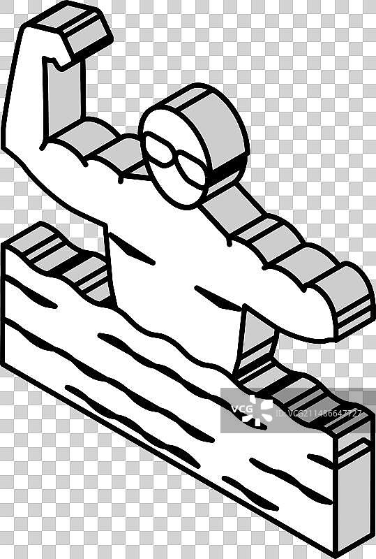 残疾运动员游泳2.5D图标图片素材