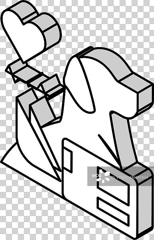 家畜等距图标的EKG心形图片素材