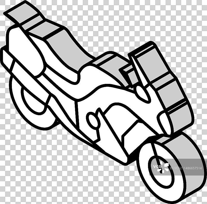 运动旅行摩托车2.5D图标图片素材