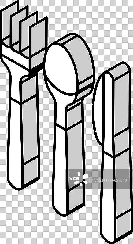 塑料餐具2.5D图标图片素材