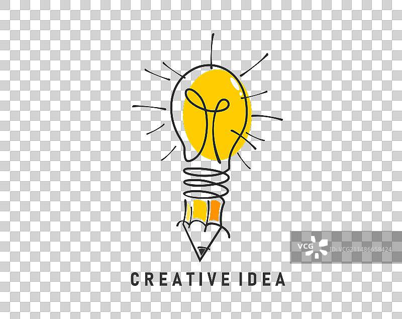创意想法灯泡铅笔图标图片素材