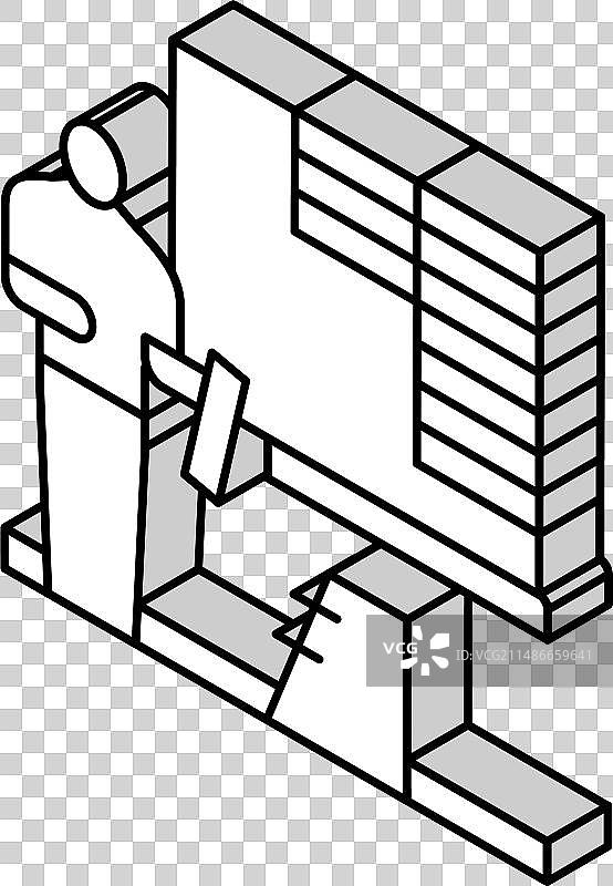 2.5D百叶窗安装等距图标图片素材
