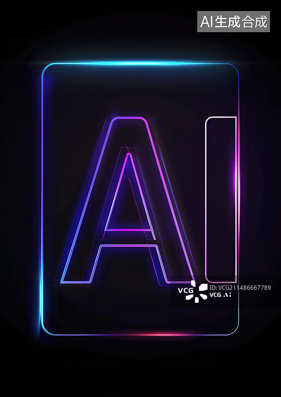 【AI数字艺术】黑色背景下发光字母的特写镜头图片素材