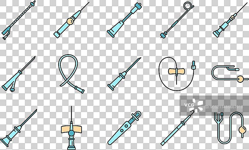 医疗导管彩色线条图标集图片素材