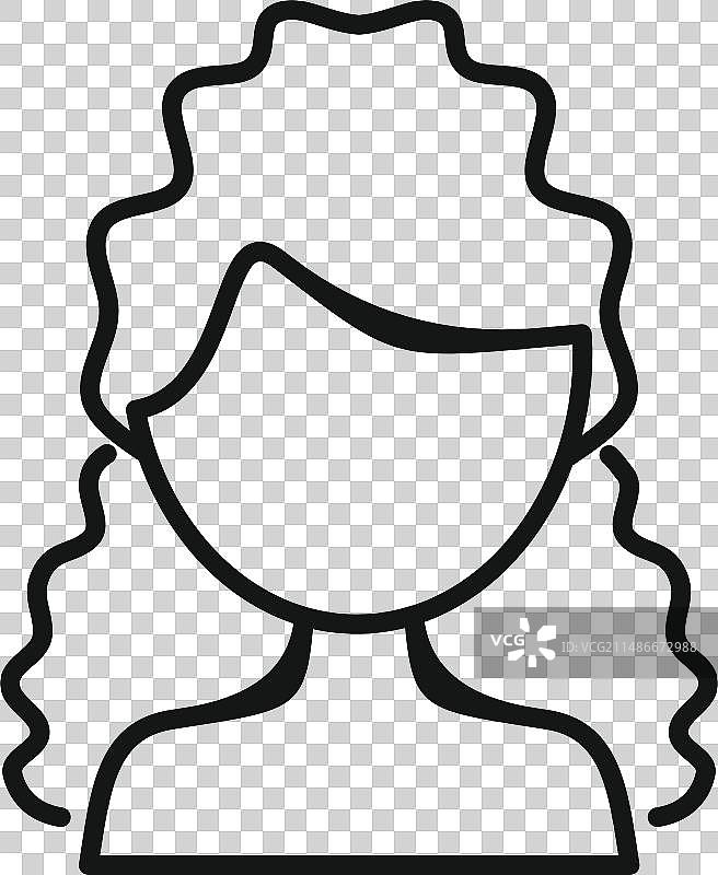 女性长卷发轮廓图标图片素材