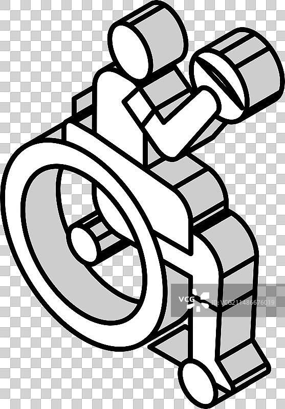 篮球比赛残疾运动员2.5D插画图片素材