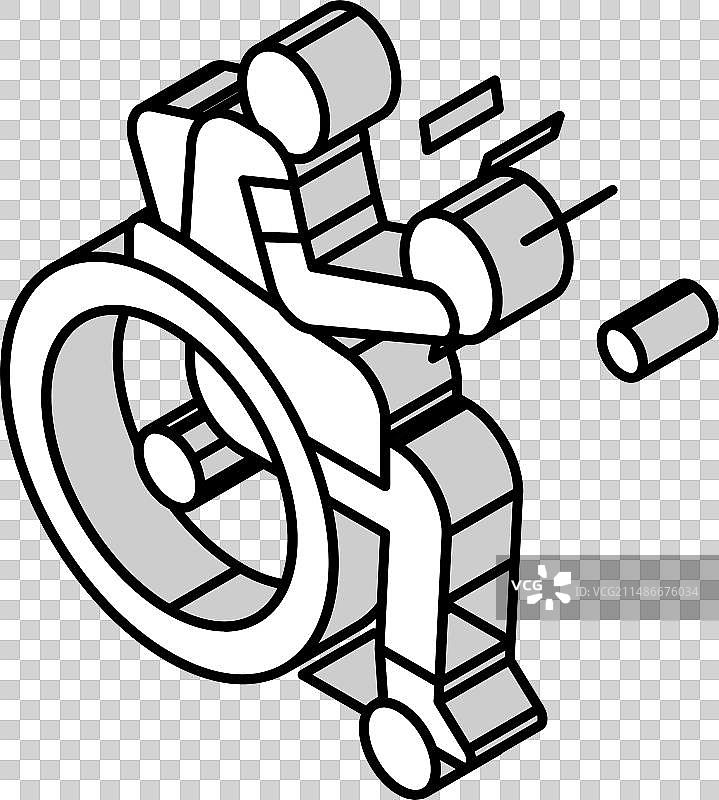 残疾运动员乒乓球2.5D图标图片素材