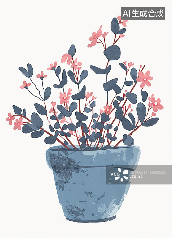 【AI数字艺术】白色背景下盆栽植物的特写镜头图片素材