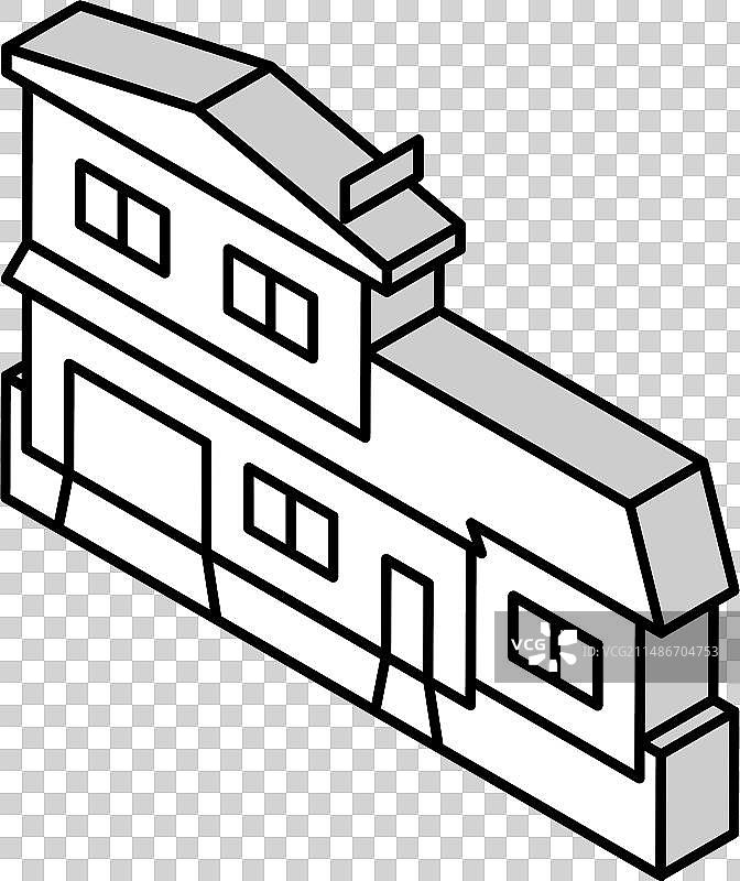 跃层住宅2.5D图标图片素材