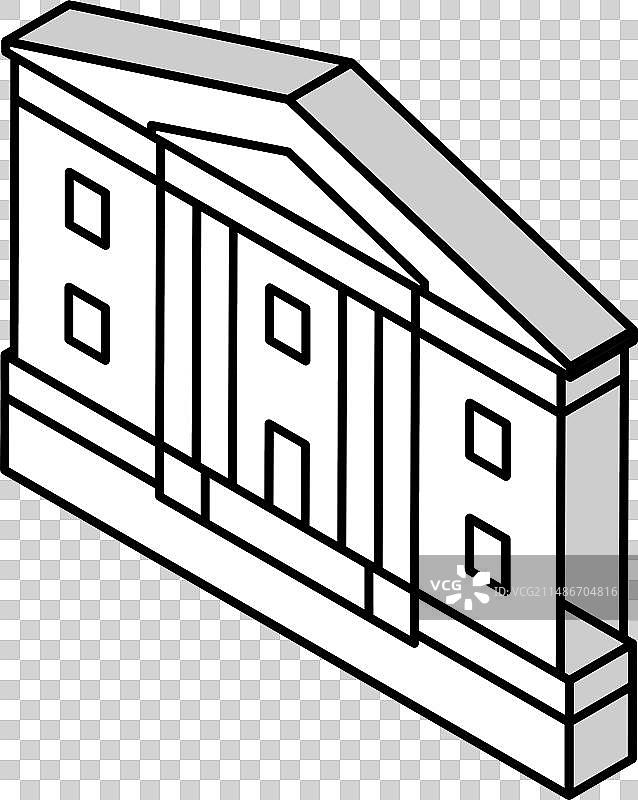 希腊复兴风格房屋2.5D图标图片素材