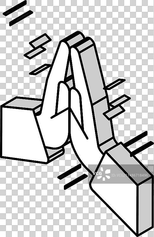 宗教祈祷2.5D图标图片素材