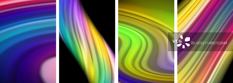 彩虹色液体波浪线海报设置图片素材