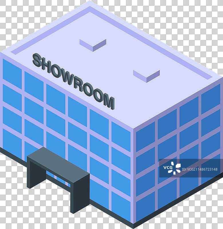 大城市汽车展厅图标2.5D风格图片素材