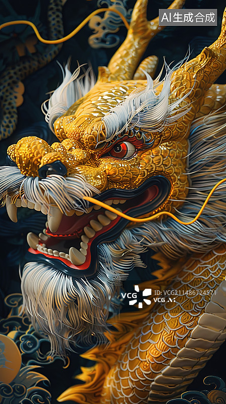 【AI数字艺术】中国龙对雕像的特写镜头图片素材
