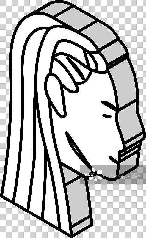 辫子发型2.5D图标图片素材