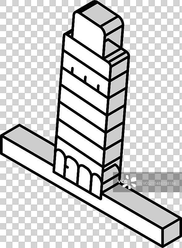 比萨斜塔2.5D图标图片素材