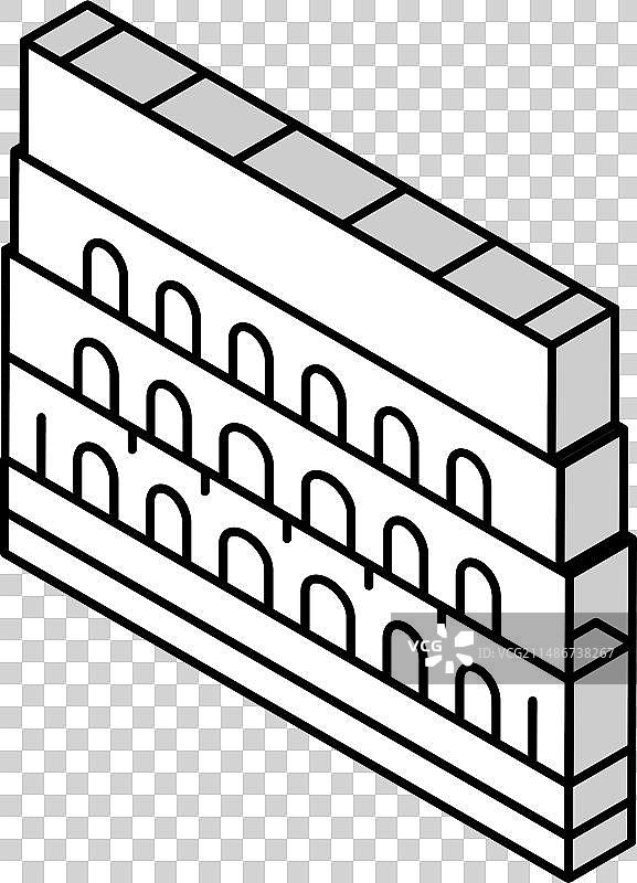 罗马斗兽场中世纪建筑2.5D图图片素材