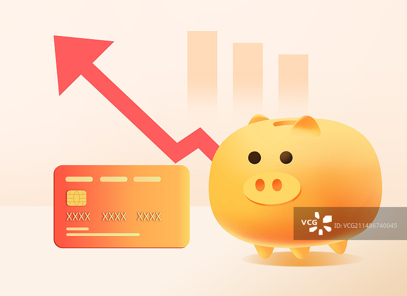 存钱罐和银行卡图片素材