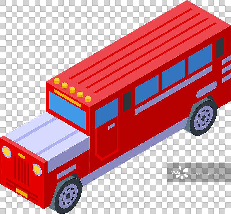 红色吉普尼图标2.5D复古风图片素材