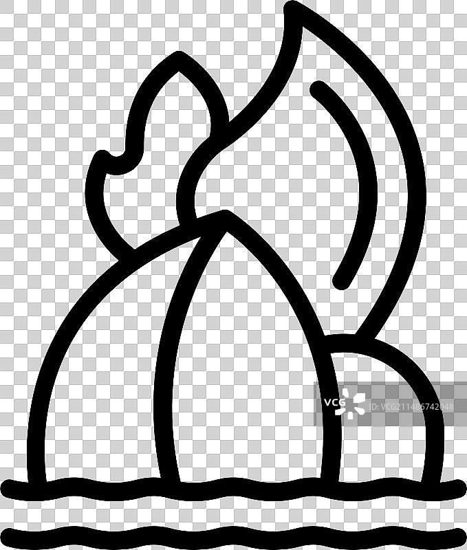 燃烧的船只航海轮廓图标图片素材