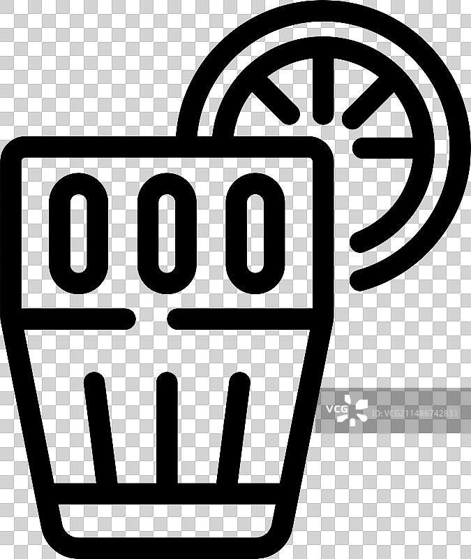 健康鸡尾酒轮廓图标，减肥图片素材