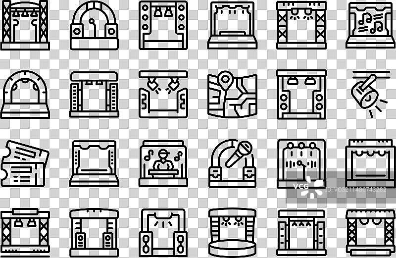 户外音乐节舞台图标集图片素材