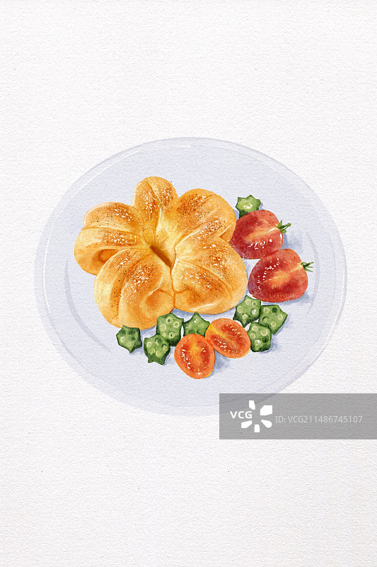 早餐简单插画-水彩图片素材