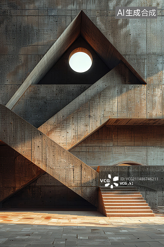 【AI数字艺术】现代建筑室内建筑结构图片素材