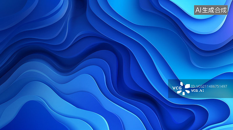 【AI数字艺术】蓝色水波纹图片素材