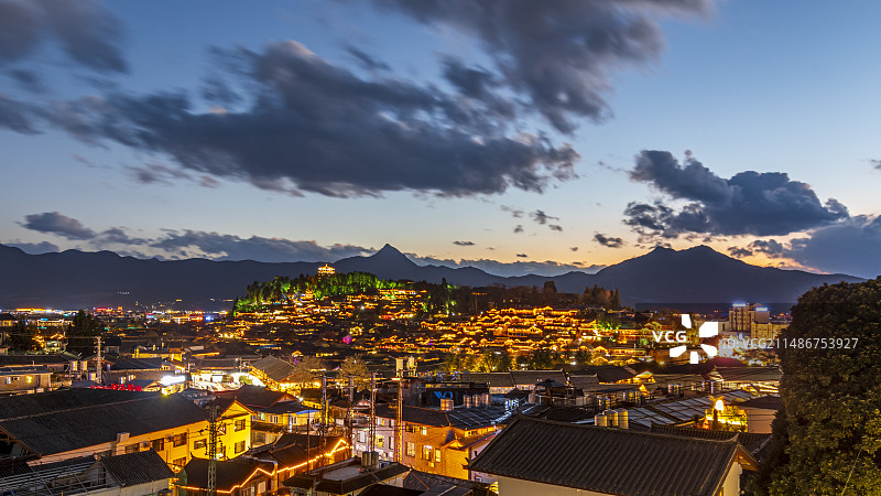 云南丽江古城日落图片素材