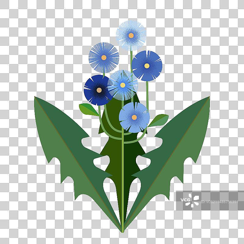 蓝色抽象蒲公英矢量插画图片素材