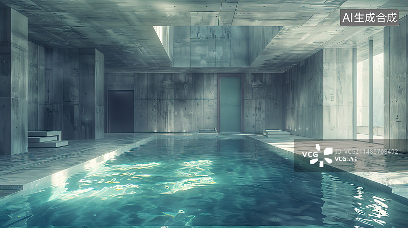 【AI数字艺术】豪华酒店室内游泳池图片素材