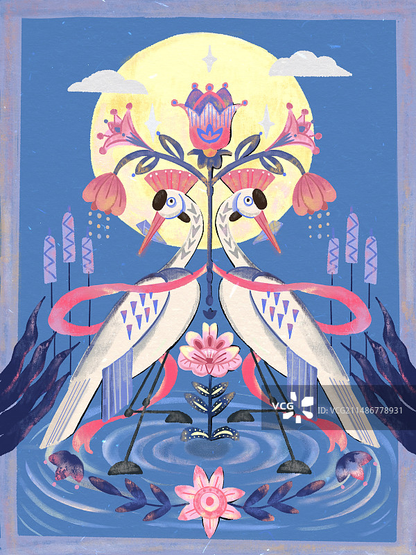 涉禽插画图片素材