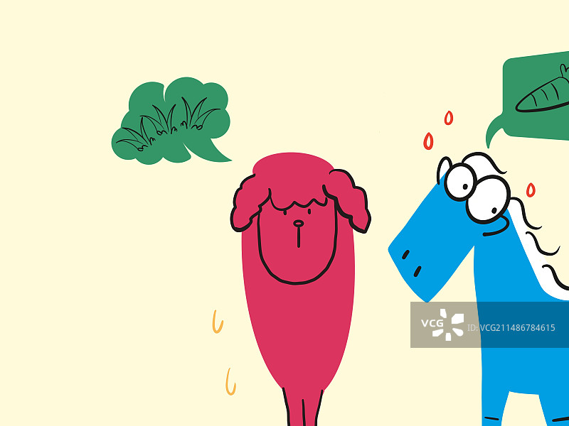 可爱的羊和马图片素材