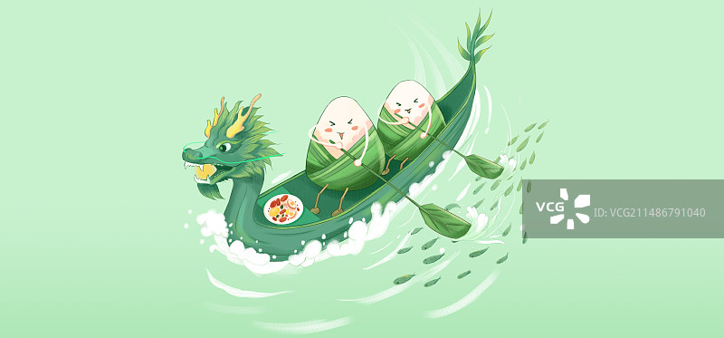 端午节吃粽子划龙舟图片素材