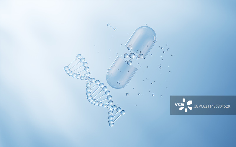 细胞分子与DNA结构3D渲染图片素材