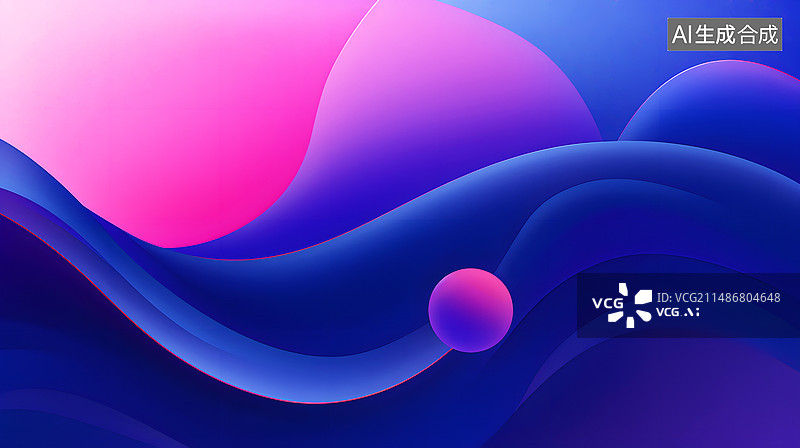 【AI数字艺术】AIGC：波浪科技未来抽象 概念背景，市场营销年会计划书 PPT模板网页背景插图插画图片素材