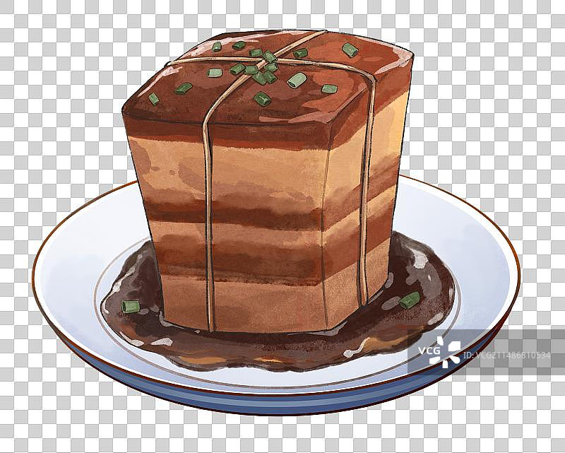 东坡肉中华美食手绘风格插画元素图片素材