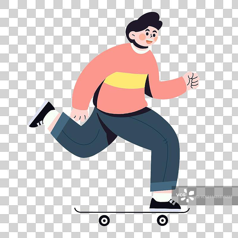 滑板少年插画元素图片素材