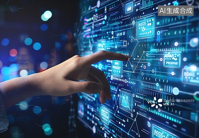 【AI数字艺术】不规则的手在数字平板电脑上分析股市数据图片素材