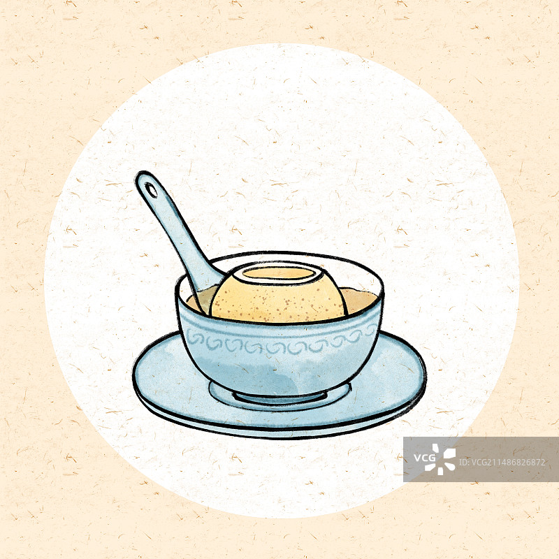 冰糖炖雪梨国风插画图片素材