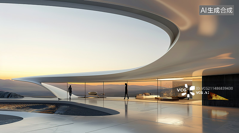 【AI数字艺术】现代建筑和空旷的广场图片素材