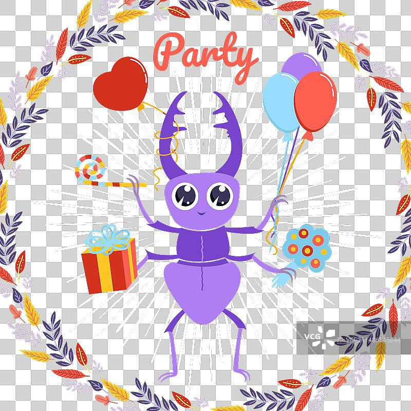 可爱的昆虫派对图片素材