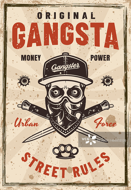 复古风格的骷髅帮派海报图片素材