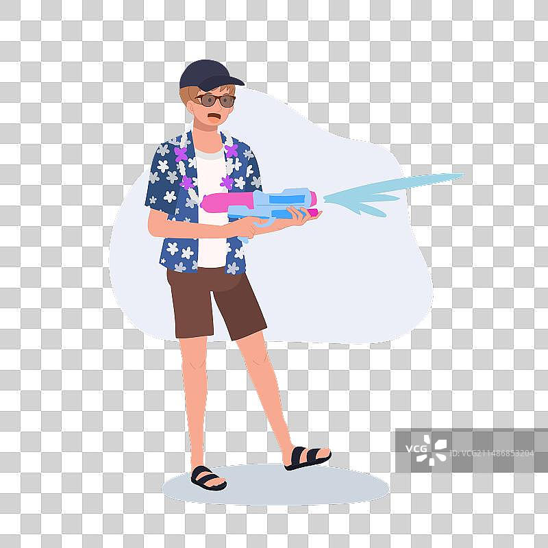 快乐的男人享受泼水节图片素材